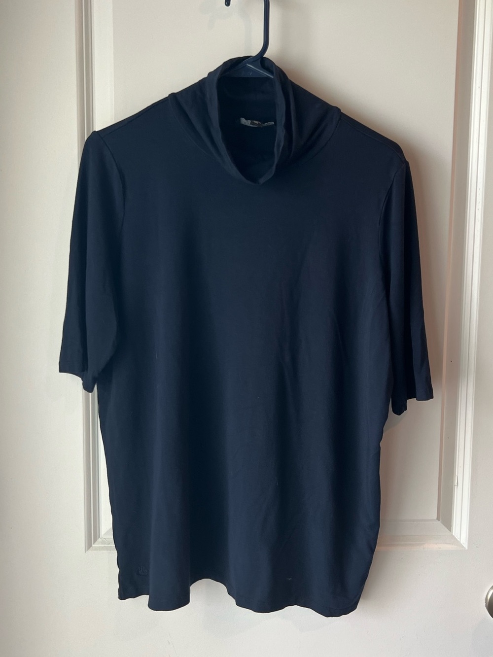 Lauren navy Short-Sleeve loose Turtleneck Shirt. 1X